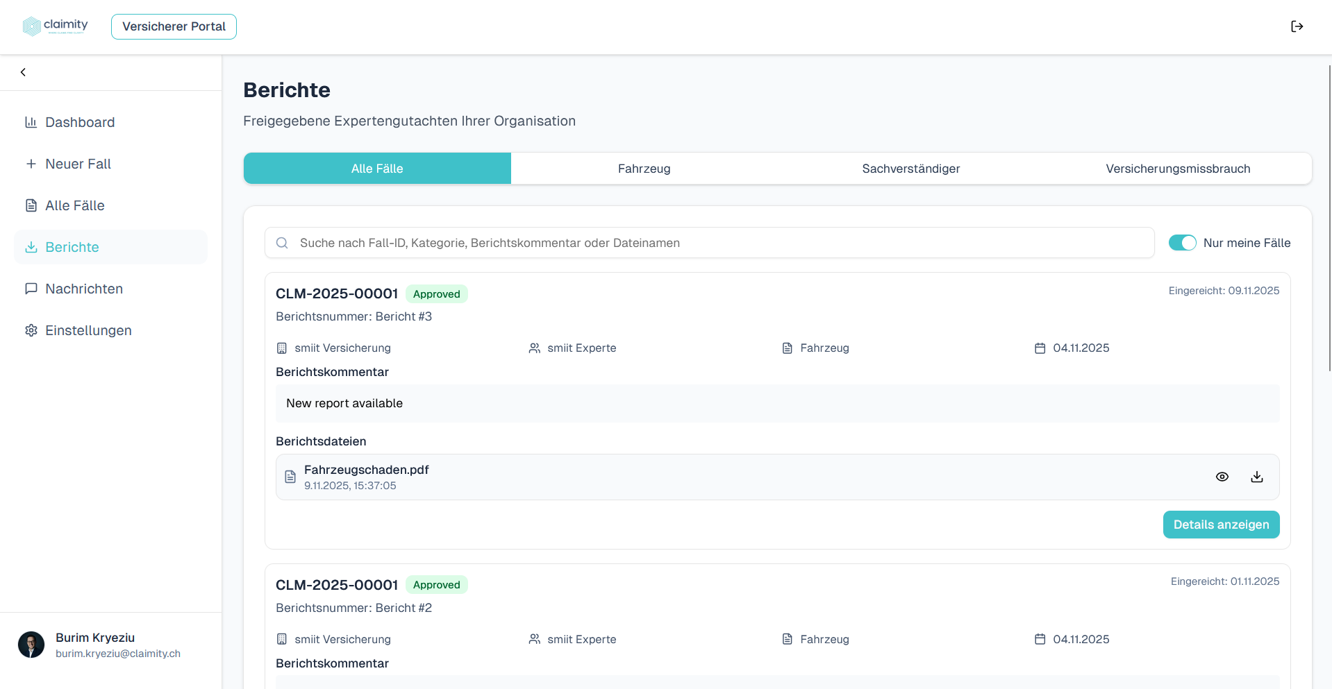 Bericht und Abschluss – standardisierte Dokumente