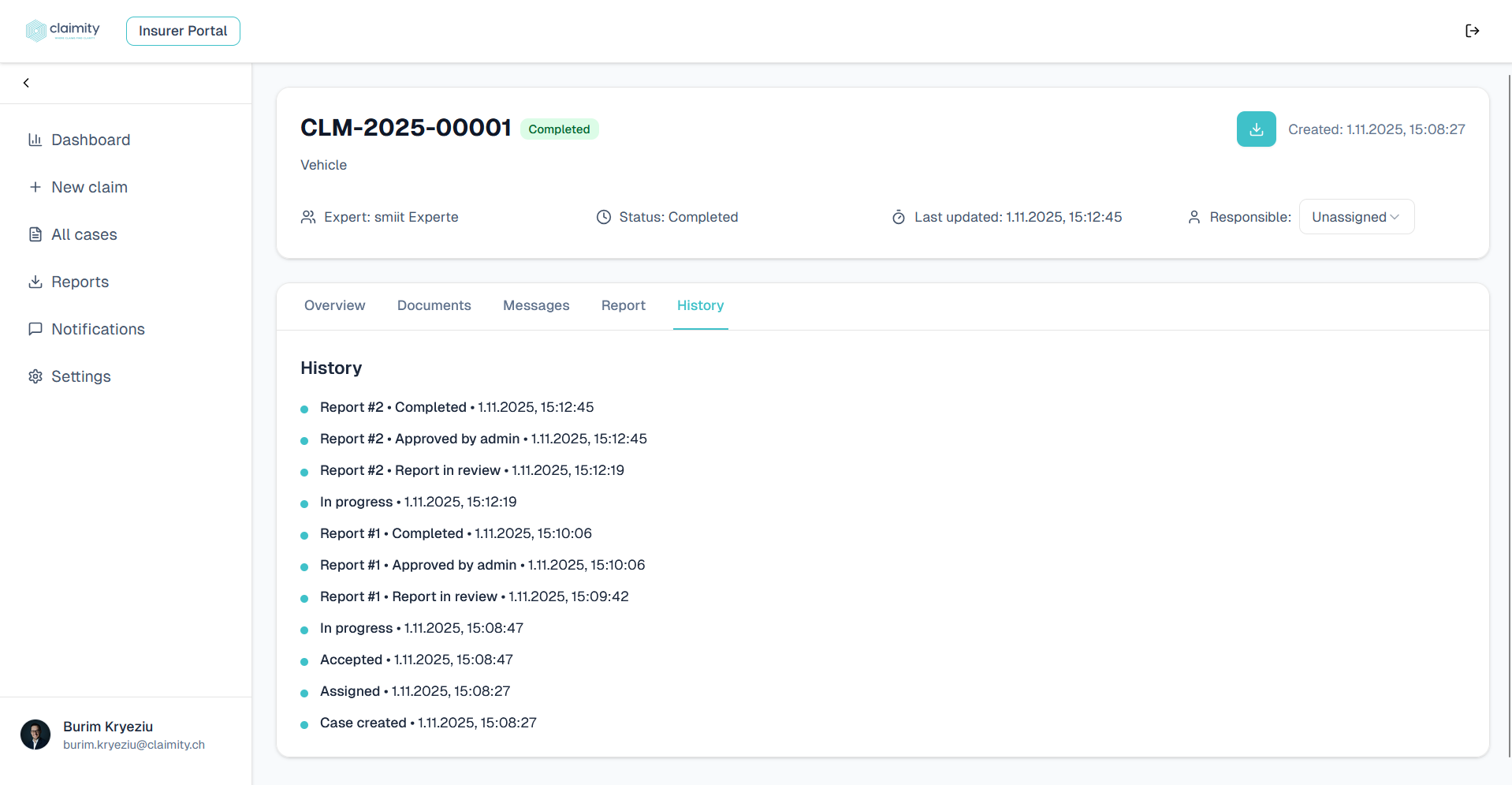 Report damage – upload and recording