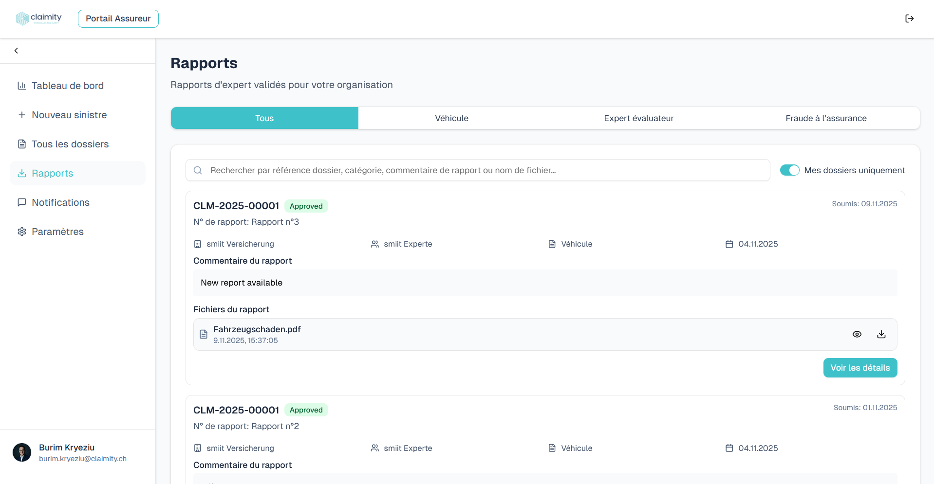 Rapport et clôture – documents standardisés